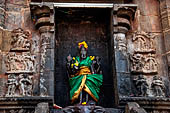 The great Chola temples of Tamil Nadu - The Airavatesvara temple of Darasuram. Mahisasuramardini (Durga) on the north face of the vimana. 